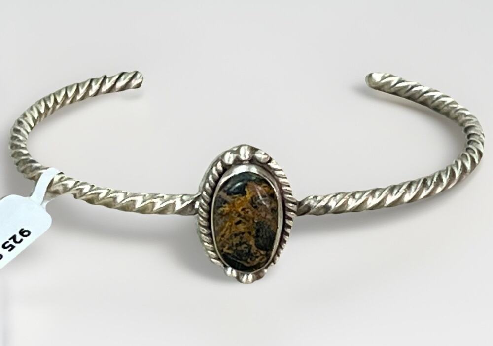 Blackjack Turquoise Cuff Bracelet Sterling Silver Southwestern Native Style